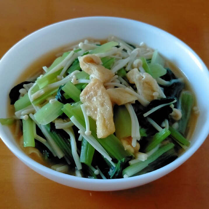 小松菜とえのき茸と油揚げの煮物